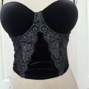 Victoria's Secret Black Velvet Lace Bustier